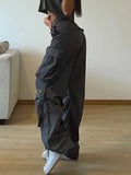 Cargos Style Parachute Pants Low Waist Women Joggers Harajuku Pockets Baggy Wide Leg Trousers y2k Streetwear Casual-Outfit