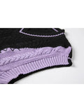 Women's Patchwork Sweater Knitted Vests Loose Casual Female Hip Hop Gothic Streetwear Harajuku Vintage Trendy Asymmetry