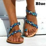 Sandals 2021 Women Shoes Rhinestones Chains Thong Gladiator Flat Sandals Crystal Chaussure Plus Size 42 tenis