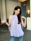 Fongt Does Not Return] Xiu Xixi 13 Lines 2025 Summer Temperament Chiffon Shirt Sleeveless Top Lady 89406