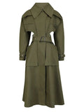 Women Cut-out Big Size Camel Long Trench New Lapel Long Sleeve Loose Fit Windbreaker Fashion Y2k Spring Autumn 2024 TH2372-Outfit