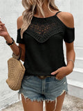 Fongt And Summer 2025 New Lace Splicing Design Knitted Sling Strap Strap T-Shirt Top