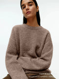 Fongt Soft-Gried Gray Sweater Woman 2025 Autumn And Winter Loose Thick Sheep Velvet Collar Knitted Shirt