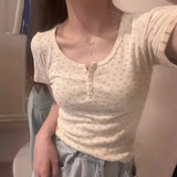 U-neck Floral Short Sleeve Tee-Outfit