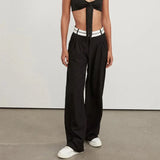 Fongt 2023 New Solid Color Fashion Show Thin Casual Pants Niche Design Sense Drag Floor Suit Pants-Outfit