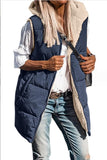 Fongt New Solid-Color Hooded Cotton Vest Wears Both Sides Of The Warm Cardigan Wind Jacket