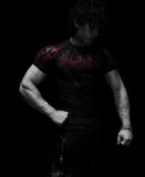 Fongt Demon Line Manuscript Spider Before And After Printing Short-Sleeved T-Shirt Summer Tide Necker Men's Top