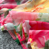 Fongt Shoulder Lotus Leaf Side Waist Dress Female Design Feel In The Pendant Pendant Print Chiffon Dress