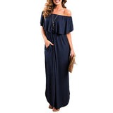 Fongt Spring And Summer EBAY Explosion Lotus Leaf Side Shoulder Long Bag Long Dress