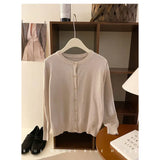 Fongt Style Gentle Retro Small Gold Button Net Version Long-Sleeved Knitted Shirt Women Autumn Collar Soft Glutinous Sweater