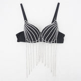 Tassels Rhinestone Corset Sexy Backless Sleeveless Crop Tops Women Slimming Bra Top Nightclub Party
