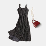 New-Coming Spring Summer Holiday Dress Cross Spaghetti Strap Open Back Dot Beach Style Ankle-Length Women