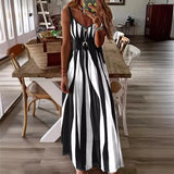 Fongt Summer New Hot Style Casual Slip Print V-Neck Sleeved Dress Dress-Outfit