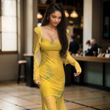 High-End Fishtail Dress Set For Women In 2024 Autumn New Style Slim Halter Dress + Cardigan-Outfit