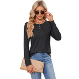 Pure Color Comfort Long-sleeved Button Pullover
