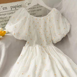 Sleeve Dresses Women S-3XL Princess Temper Sweet Girliah Embroidery Temper Aesthetic Korean Fashion Summer Vintage