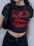 Eye Print Baby Crop Top-Outfit