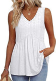 Fongt New Women's Vest Flowing Lotus Leaf Side Top Women's Elegant Sleeveless V-Neck Doll Vest