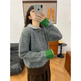 Fongt Collar Soft-Creating Knitted Sweater Women's 2025 Autumn And Winter Korean Design Knitted Top Sweater