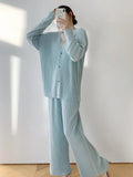 Fongt Folded HP Series 2025 Miyake Spring And Autumn Folded Women's Loose Folding Set Top Straight Trousers