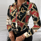 Office Shirt Elegant Turn-down Collar