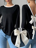 Fongt T-Shirted Women's Bow-Bottomed Shirt