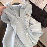 Fongt Sweet Embroidery Flowers Soft Sticky Cardigan Women Autumn And Winter New Loose Temperament Sweater Small Fragrant Wind