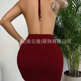 New Women's Hot-Selling Back Sexy Hollow Open Bag Hip Dress Chain Hanging Dress
