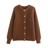 Fongt Women's Y2K2025 Autumn New Solid-Colored Cardigan Long-Sleeved Knitted Sweater Coat Women B66021