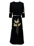 Fongt Banquet Two Sets 2025 Autumn New Flower Nail Bead Jacket + High Waist Half-Dress Suit Woman