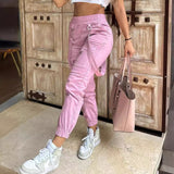Fongt Women's High Street Ins Hip Hop Multi-Pocket Slim Casual Little Foot