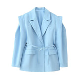 Fongt New Fashion Temperament Pad Long Sleeves Waistband Strap Shoulder Suit