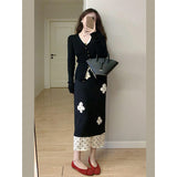 Fongt Retro Design Splicing Wave Point Bag Hip Half-Dress Girl 2025 Spring Slimming Temperament Long Skirt