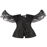 Fongt Girded Body Dress Retro Collar Collar Girded Corset Bras Shaped Black Lady