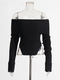 Fongt Lazy Top Dress 2025 Autumn New Fashion Niche Irregular Shoulder Knitted Sweater Woman