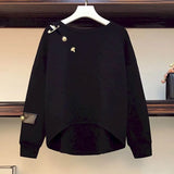 Pullovers Women Spring Fall Trend Thin Sweatshirt Holes Design Top Casual Solid Color Simple Pullover Womens Y2k