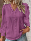 Fongt Explosion Autumn Long Sleeve V-Neck Lace Spliced Shirt Women's Shirt Women's