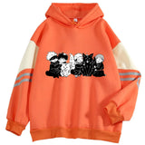 Fongt Color Edight Anime Characters Print Hooded Hooded Hoodie Casual Loose Hot Top