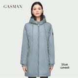 Fashion windproof warm women's jacket Long zipper down parka hooded down jacket for women autumn solid cotton coat