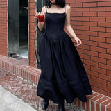 European Station Spring New Women's Wear Woven Split Line Pleated Lace Splicing Sling Lace Dress-Outfit