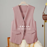 Fongt Vest Women's Small Vest 2025 Spring And Autumn New Repair Outside The Folding Wear Women's Shoulder Black Short Horse Clip