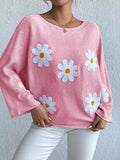 Fongt Embroidered Flower Women's Clothing 2025 New Loose One-Word Shoulder Jacket Sweater