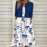 Fongt Ebay Lady Light Mature Temperament Elegant Long Dress Two-Piece Dress-Outfit