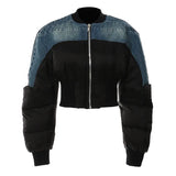 Fongt New Denim Washing Splicing Personality Cotton Coat 1623