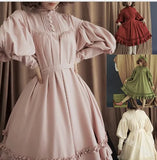 Fongt COS Suit New Long-Sleeved Loose Button-Collar Lace Lantern Sleeve Decoration Lolita