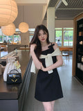 Fongt Xixi 2025 Spring New Korean Version High Waisted Elegant Suspension Dress Square Solid Color Pure Desired Skirt 88183