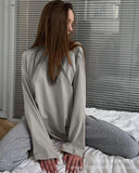 Fongt Spring And Autumn New Solid Color Long-Sleeved T-Shirt Women Hot BF Wind Lengthn Cotton Top 3317A