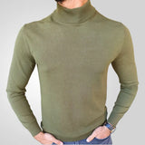 Fongt Men's Spring And Autumn Thin High-Necked Knitted T-Shirt Long-Sleeved Slim Sweater