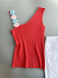 Fongt Color Lemon Yellow Vest Female Dopamine Wear With Stereo Flower Sling Handmade Hook Flower Diagonal Shoulder Top-Outfit