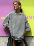 Fongt Old Short-Sleeved T-Shirt 2025 Summer Relaxation Leisure Collar Water Washing Hair Short-Sleeved T-Shirt